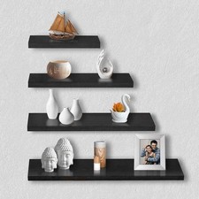 4 Pack Floating Wall Shelves Wood Wall Mounted Storage Organizer for Decoration