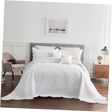 Oversized King Bedspread 128x120 Extra Wide Super King 128"x120" 2-pure White
