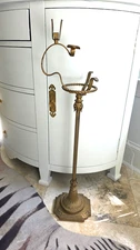 Cast Iron Gilded Smoking Stand Ashtray Holder 30" Tall Vintage *No Ashtray*
