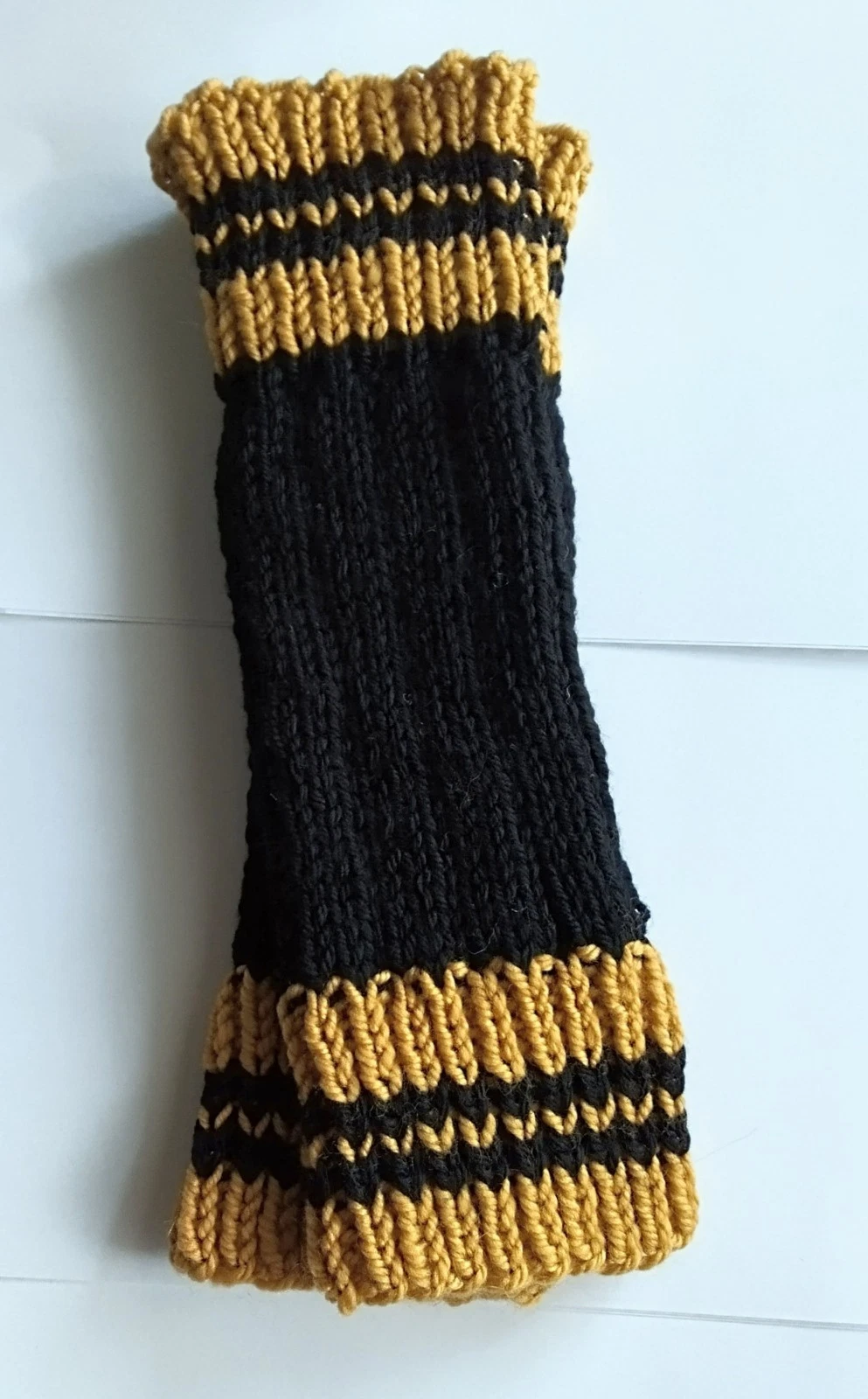 Warm & Soft Arm/Leg/Foot Warmers, 100% Wool, Golden Yellow & Black