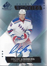 2015-16 SP Game Used Autographs Blue #120 Oscar Lindberg Auto - HKY