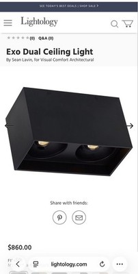  Sean Lavin Exo Dual Ceiling Light Black Flush Mount 2 Light- Visual Comfort