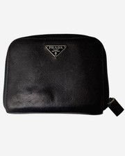 Vintage Prada Black Nero Leather Zipper/Snap ...