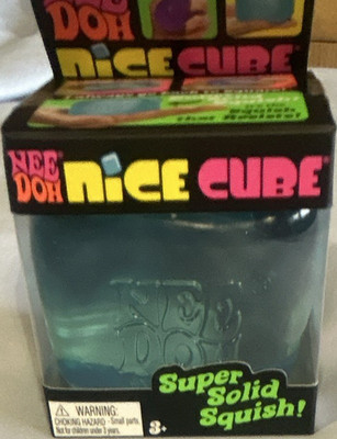 Nee Doh Nice Cube Super Solid Squish Blue Tactile Squeeze Toy