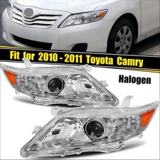 Pair Headlights Reflector For 2010-2011 Toyota Camry Sedan 4-door Chrome Clear