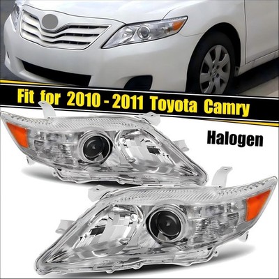 Pair Headlights Reflector For 2010-2011 Toyota Camry Sedan 4-Door Chrome Clear