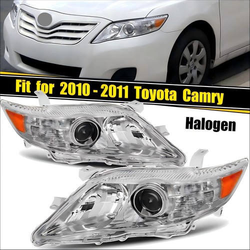 Pair Headlights Reflector For 2010-2011 Toyota Camry Sedan 4-Door Clear Chrome