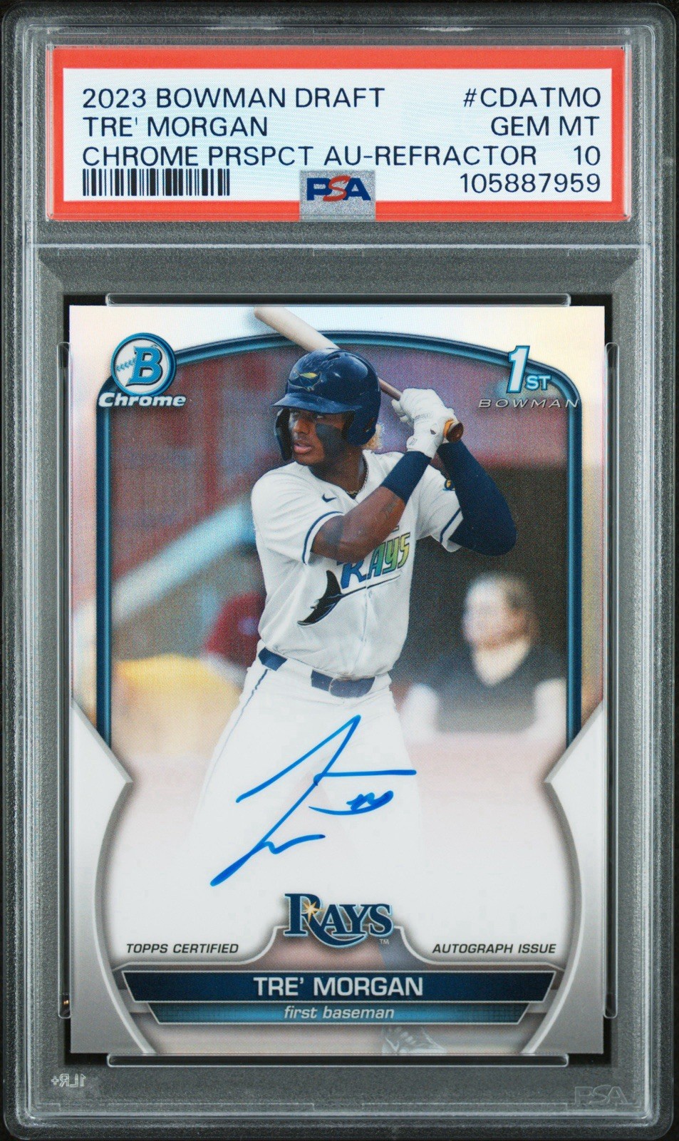 2023 Bowman Draft Chrome Prospect Autographs Tre' Morgan #CDA-TMO PSA 10 GEM MT