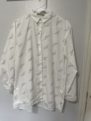 Zara Girls White Long Sleeve Button-Up Dress Shirt ''Mum Is My Home'' 13/14