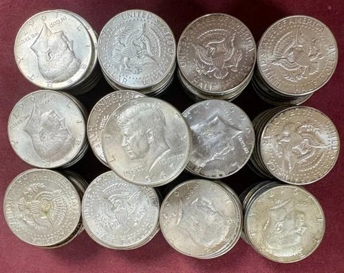 1965-1969 50C Kennedy Half Dollar 40% Silver Coin Lot Of 128 Pieces
