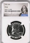 1953 Franklin 50¢ NGC PF 66 (Benjamin Franklin Label) Bx2
