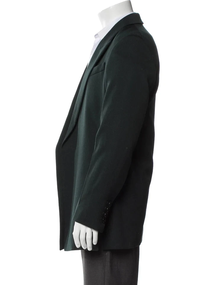 AMI Paris Virgin Wool Blazer Green Size S Men's Peaked Lapel Double Vent Jacket - Image 2 of 4