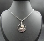Georg Jensen Sailboat Ship Coin 50 Sterling Silver 925 Pendant Necklace N766
