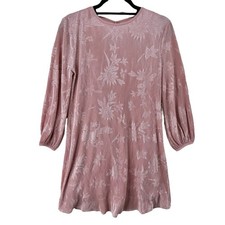 NWT Urban Outfitters Mary Kate Pleated Floral Shift Dress long sleeve rose sz xs