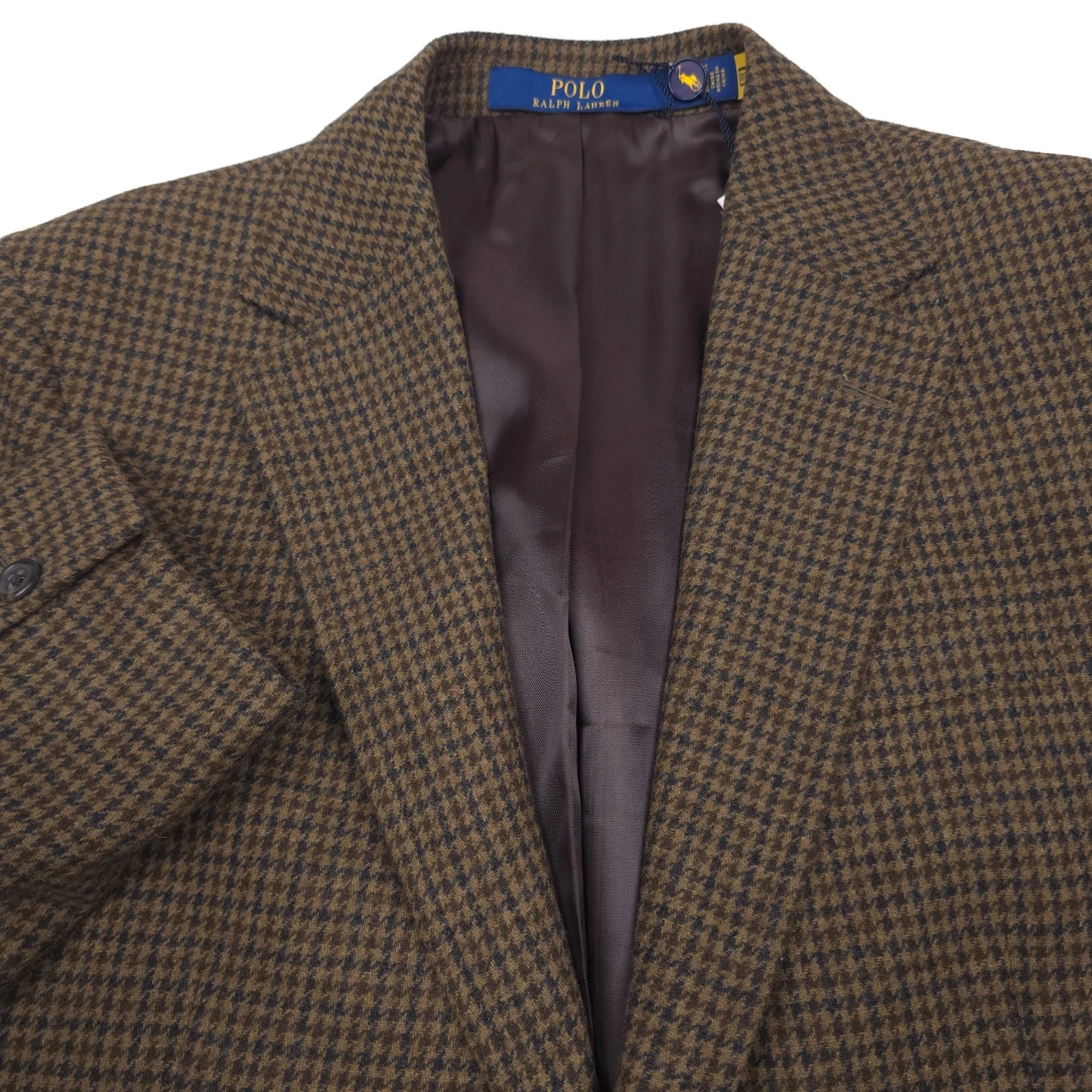 Polo Ralph Lauren Houndstooth Wool Sport Coat Mens 40S Short Modern Dark Green image 4