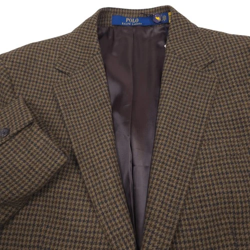 Polo Ralph Lauren Houndstooth Wool Sport Coat Mens 40S Short Modern Dark Green image 4