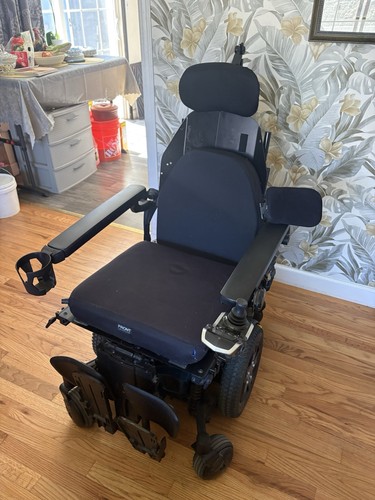 Quantum Edge 3 Power Wheelchair w/ Joystick, Headrest, Cup Holder, Black/Blue