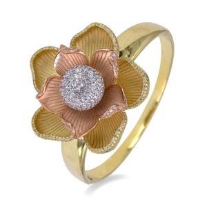 Authentic Three-color Paint Gold with Cubic Zircomia Gold Plated Bridal Women's Bangles.