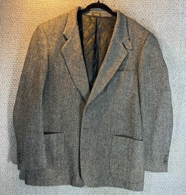 LL Bean Quilted Thinsulate Wool Tweed Sportcoat Jacket Blazer VTG Men Large Tall