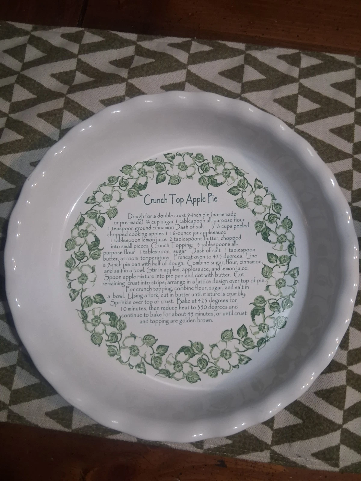 Paula Deen Pie Baking Dish Plate 9" Scalloped Edge Deep Apple Pie Recipe Inside