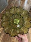 Vintage 1972 Anchor Hocking Fairfield Avocado Green Egg Plate