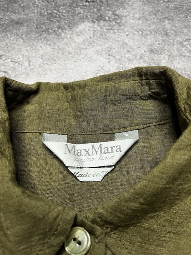 Max Mara Dress Linen Made In Italy Size 6 Green - Picture 6 of 15