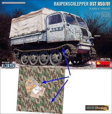 MiniArt / Raupenschlepper Ost RSO/01 Fr.Pr. +Tarndecke +6 Karten Maßstab 1:35
