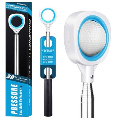 CHAMPKEY Golfball Retriever doppelseitig - robust Edelstahl 12 Fuß, blau 