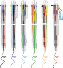 Multicolor Pens 24 Pack 6-in-1 Ballpoint Pens 0.5mm Retractable Multi Color Ball