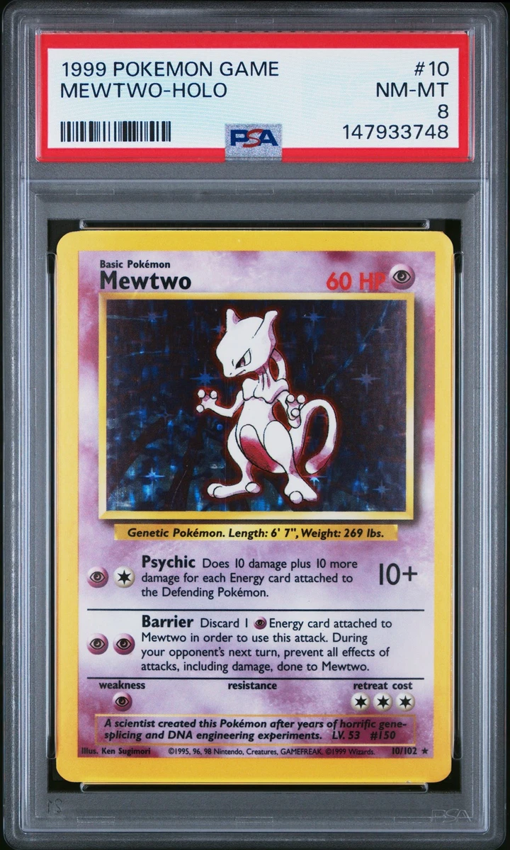 Pokémon TCG Base Set Mewtwo Grade 8 Individual Collectible Card