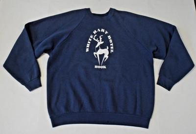 Vintage Raglan Sweatshirt White Hart Hotel Made Ireland Size XL 80s Screen Stars