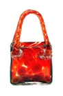 Vintage Murano Hand Blown Art Glass Red Hand Bag 6" In Excellent Condition