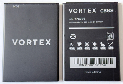 OEM Battery GSP476386 for VORTEX CB68 SMART PHONE 4000mAh 3.8V