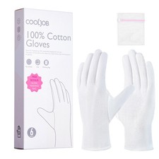 100 Cotton Gloves, 6 Pairs White Cotton Gloves for Dry Hands Moisturizing ...