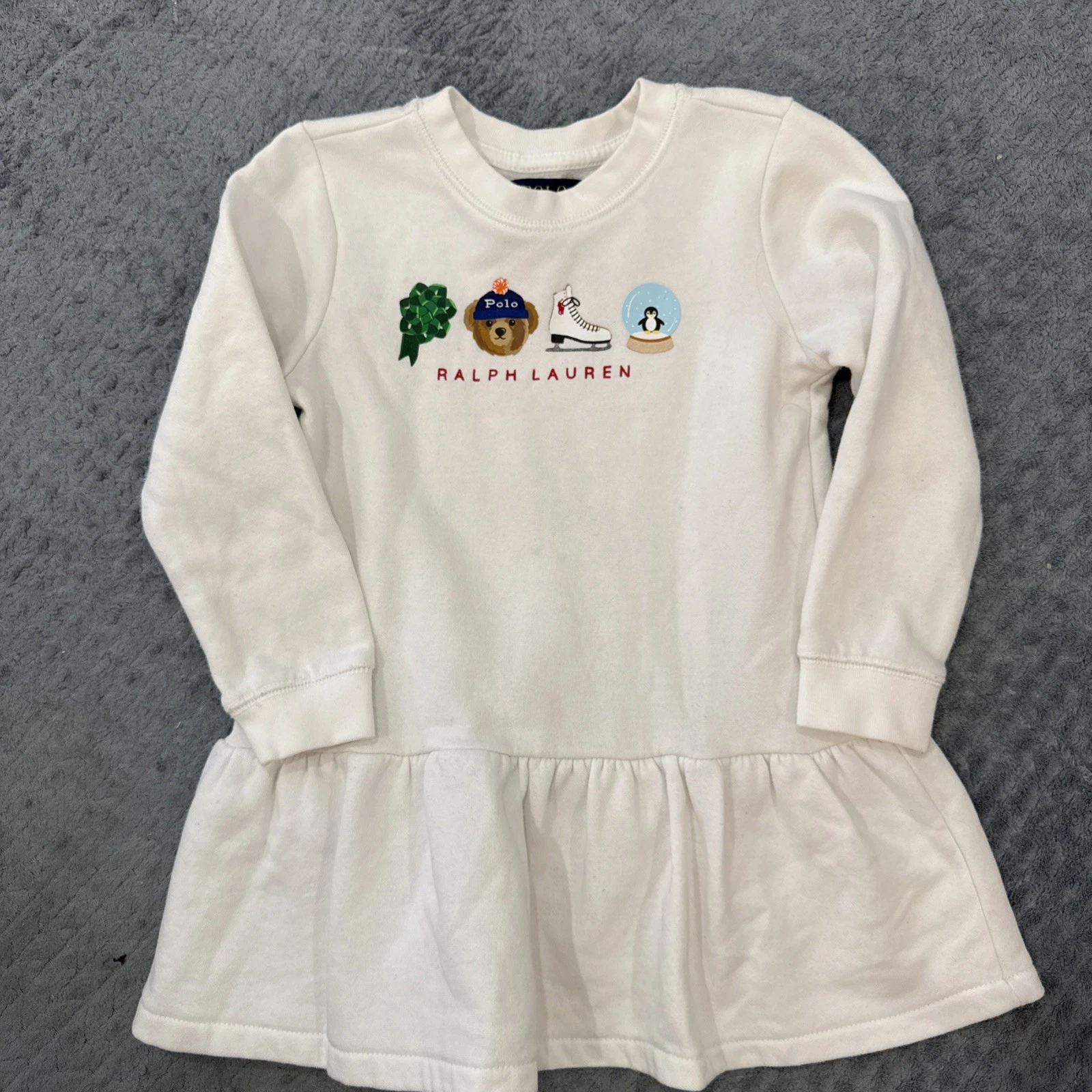 RALPH LAUREN Polo Kids White Sweater DRESS Size 3 🦋