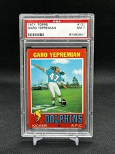 1971 Topps Garo Yepremian #121 RC Dolphins Kicker PSA 7 NM Rookie Card RARE . rookie card picture