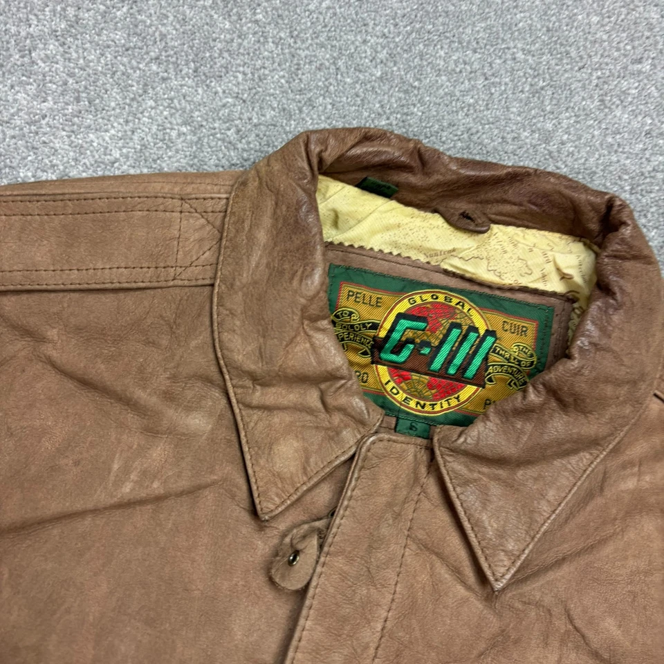 Leather Flying Jacket Adult Small Brown Aviator Military USA Flight Bomber Men - Image 3 of 4