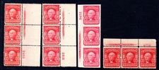 US 1903-1906 SCOTT #319, 320 IN STRIPS OF 3 WITH IMPRINT & PLATE #