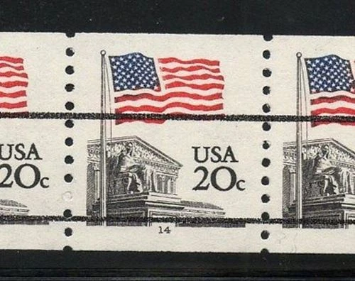 US #1895b Pl #14 20¢ Flag Over Supreme Court Stamp PNC5 Plate Coil Precancel - Image 2 of 2