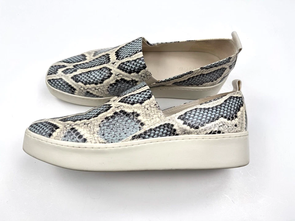 Vince Saxon 2 Sneaker Flat Womens 8.5 M Snake Gray Leather Slip-On Platform - Image 3 of 4