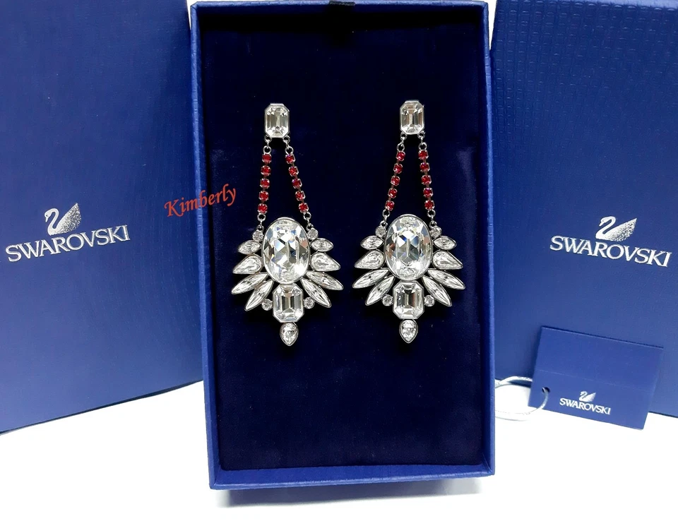 Pendientes Swarovski Tosha en forma de espiga rosa indio/cristal transparente NUEVOS 1181360 Foto 2 de 4