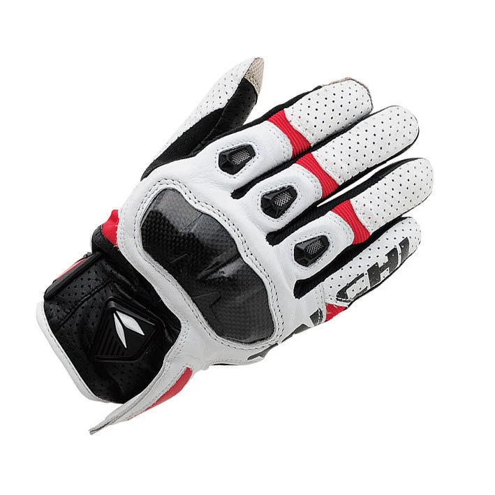 Guantes de malla de motocicleta de cuero perforado RS Taichi RST410 para hombre negros rojos blancos Foto 3 de 4