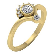 Lab Grown Round Diamond VS F 0.55 Ct Solitaire Engagement Ring 14K Yellow Gold