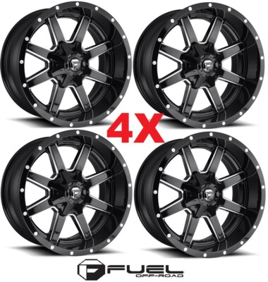 22 FUEL MAVERICK BLACK MILLED DEEP LIP WHEELS D610 D61022009844