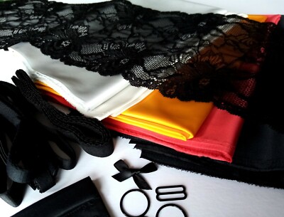 Generisches Knicker-Herstellungsset zum Selbermachen. Stretch Satin. Verschiedene Farben