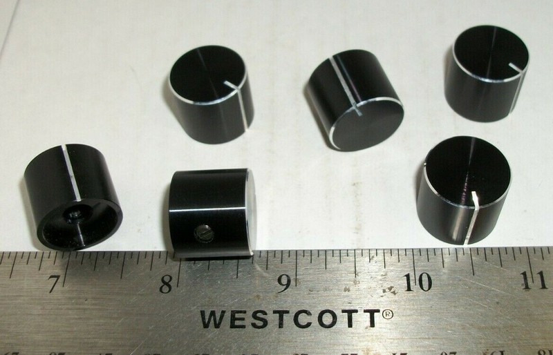 LOT OF VINTAGE SOLID  ALUM.. BLACK AND CHROME FOR 1/4 INCH SHAFT POTS/SWITCHES A