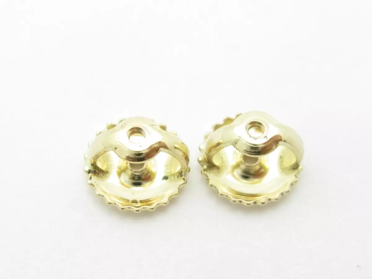 1 Pair Solid 14k Yellow Gold Replacement Screw On Screw Off Earnut Earring  Backs