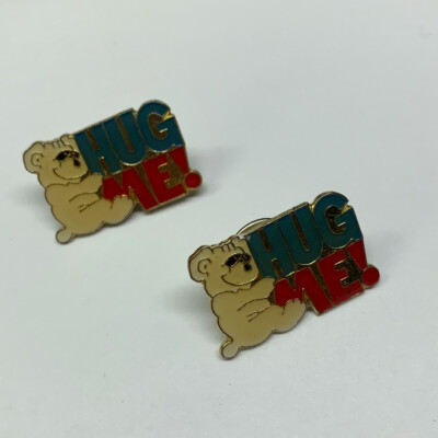 Lot Of 2 Hug Me Polar Bear Tack Pins Enamel / Gold Tone