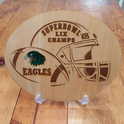 Philly Eagles Laser Engraved Wood Super bowl plaque