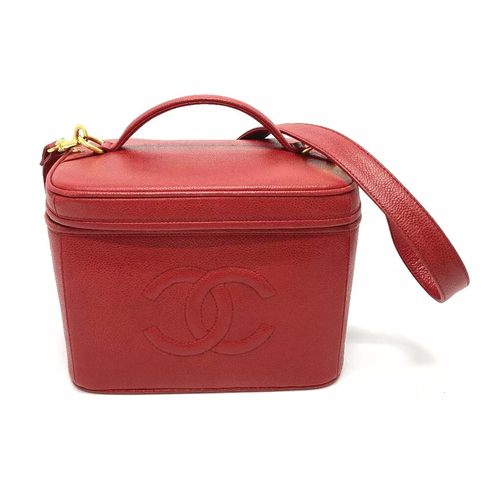 CHANEL CC Vanity bag Hand Bag 2WAY Shoulder Bag Caviar Leather Red